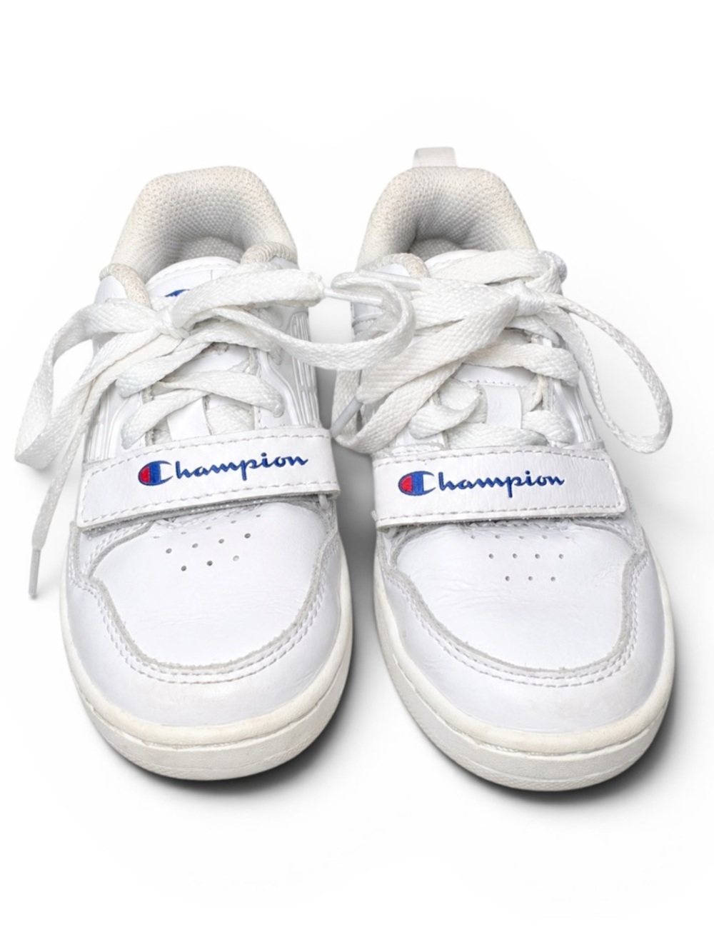 Champion 3 on 3 Low Toddler Sneakers Size 10 White Leather Strap Shoes